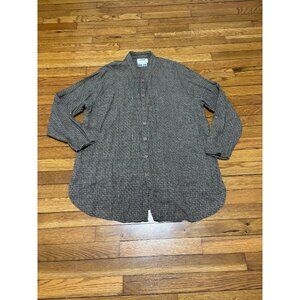 Flax Jeanne Engelhart Womens Button Down Shirt Medium Brown Linen Oversized